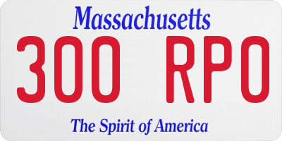MA license plate 300RP0