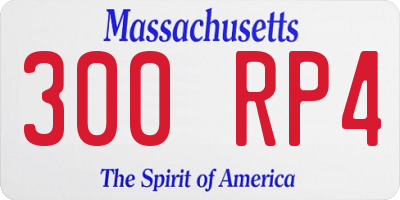 MA license plate 300RP4