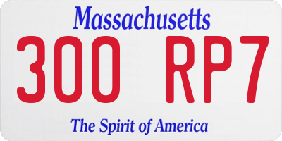MA license plate 300RP7