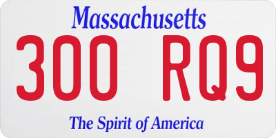 MA license plate 300RQ9