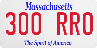 MA license plate 300RR0