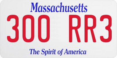 MA license plate 300RR3