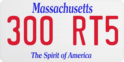 MA license plate 300RT5
