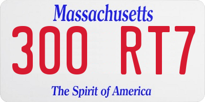 MA license plate 300RT7