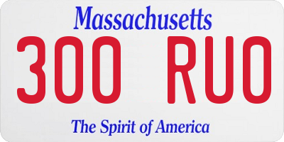 MA license plate 300RU0