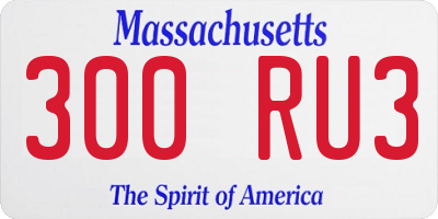 MA license plate 300RU3