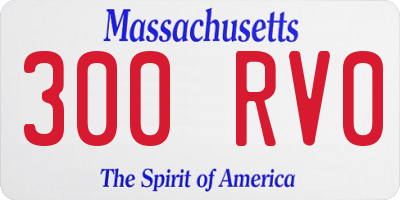 MA license plate 300RV0