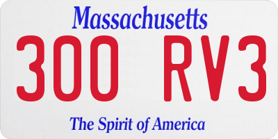 MA license plate 300RV3