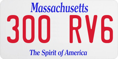 MA license plate 300RV6