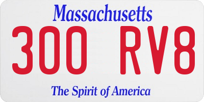 MA license plate 300RV8