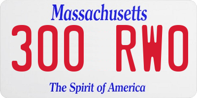 MA license plate 300RW0