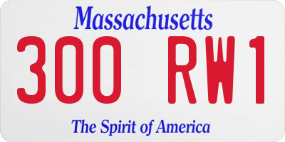 MA license plate 300RW1
