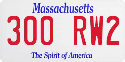 MA license plate 300RW2