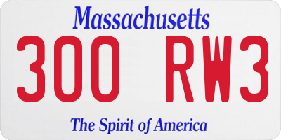 MA license plate 300RW3