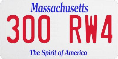MA license plate 300RW4