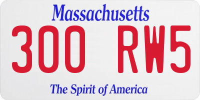 MA license plate 300RW5