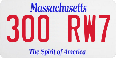 MA license plate 300RW7