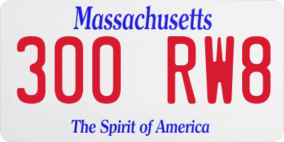 MA license plate 300RW8