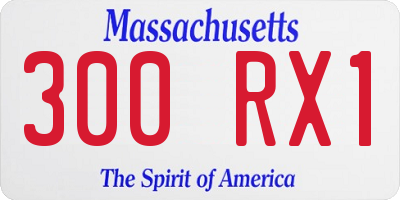 MA license plate 300RX1