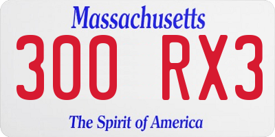 MA license plate 300RX3