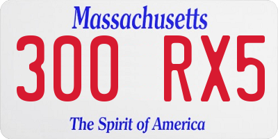 MA license plate 300RX5