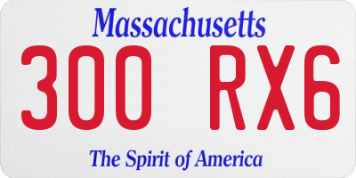 MA license plate 300RX6