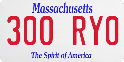 MA license plate 300RY0
