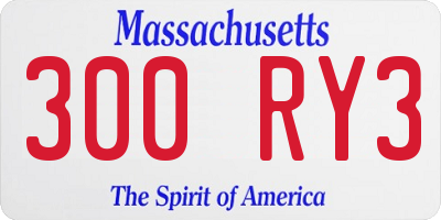 MA license plate 300RY3