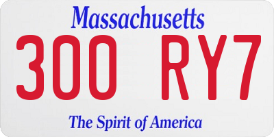 MA license plate 300RY7