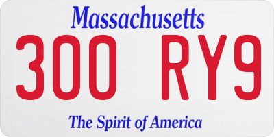 MA license plate 300RY9