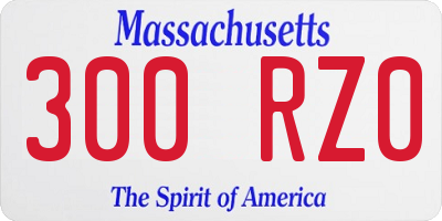 MA license plate 300RZ0