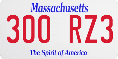 MA license plate 300RZ3
