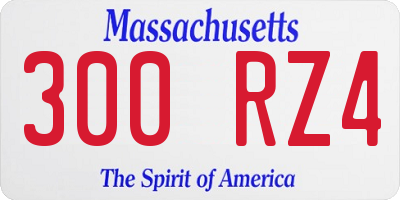 MA license plate 300RZ4