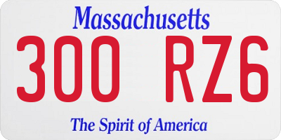 MA license plate 300RZ6