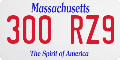 MA license plate 300RZ9