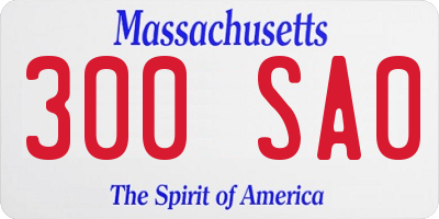 MA license plate 300SA0