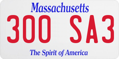 MA license plate 300SA3
