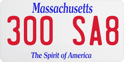 MA license plate 300SA8
