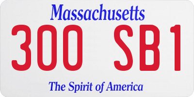 MA license plate 300SB1