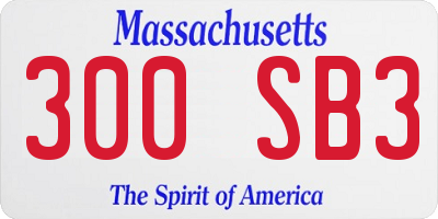 MA license plate 300SB3