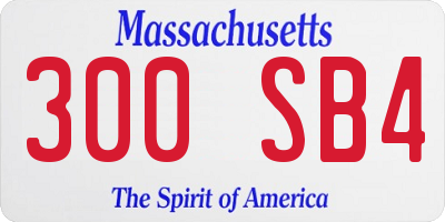 MA license plate 300SB4