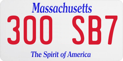 MA license plate 300SB7