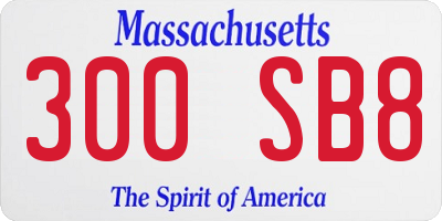 MA license plate 300SB8