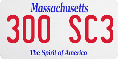 MA license plate 300SC3