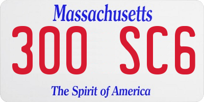 MA license plate 300SC6