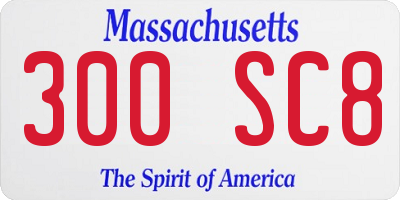 MA license plate 300SC8