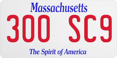 MA license plate 300SC9