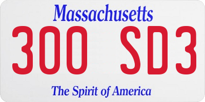 MA license plate 300SD3