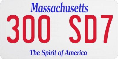 MA license plate 300SD7