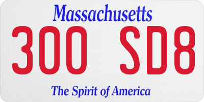 MA license plate 300SD8